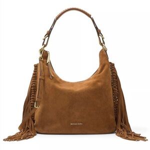 Michael Kors Tan Suede Fringe Hobo Bag